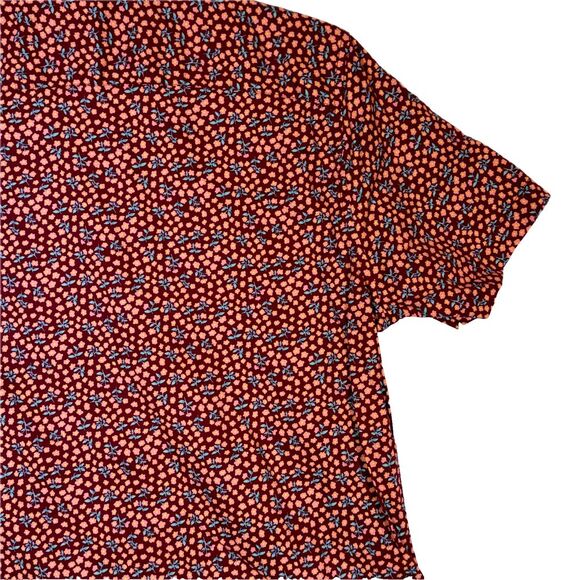 Bonobos Men Shirt Large Red Floral Stretch Slim Fit Short Sleeve Button-Up M528 - Picture 13 of 13